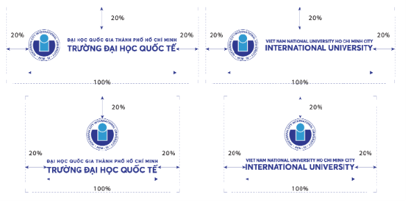 Khoảng trống an toàn 20 phần trăm xung quanh các phiên bản logo IU